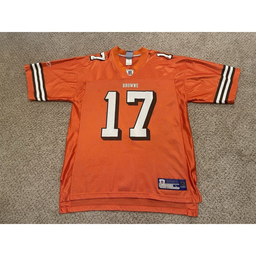 Vintage Cleveland Browns Jersey Mens Large Orange NFL Braylon Edwards 17 Reebok